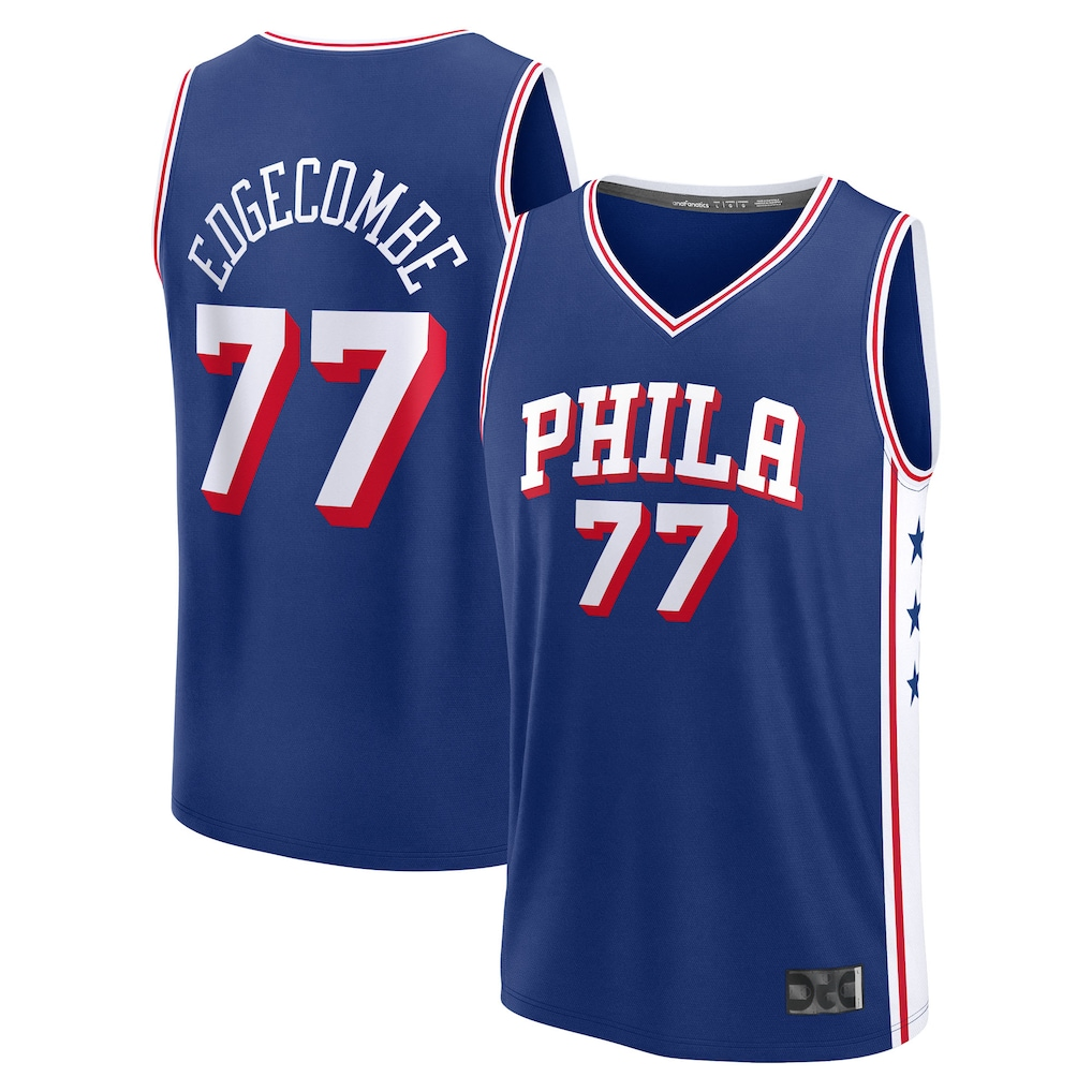 harde P.76ers #77 V. J. Edgecombe Royal 2025 Draft First Round Pick Fast Break Replica Jerseys - Icon Edition