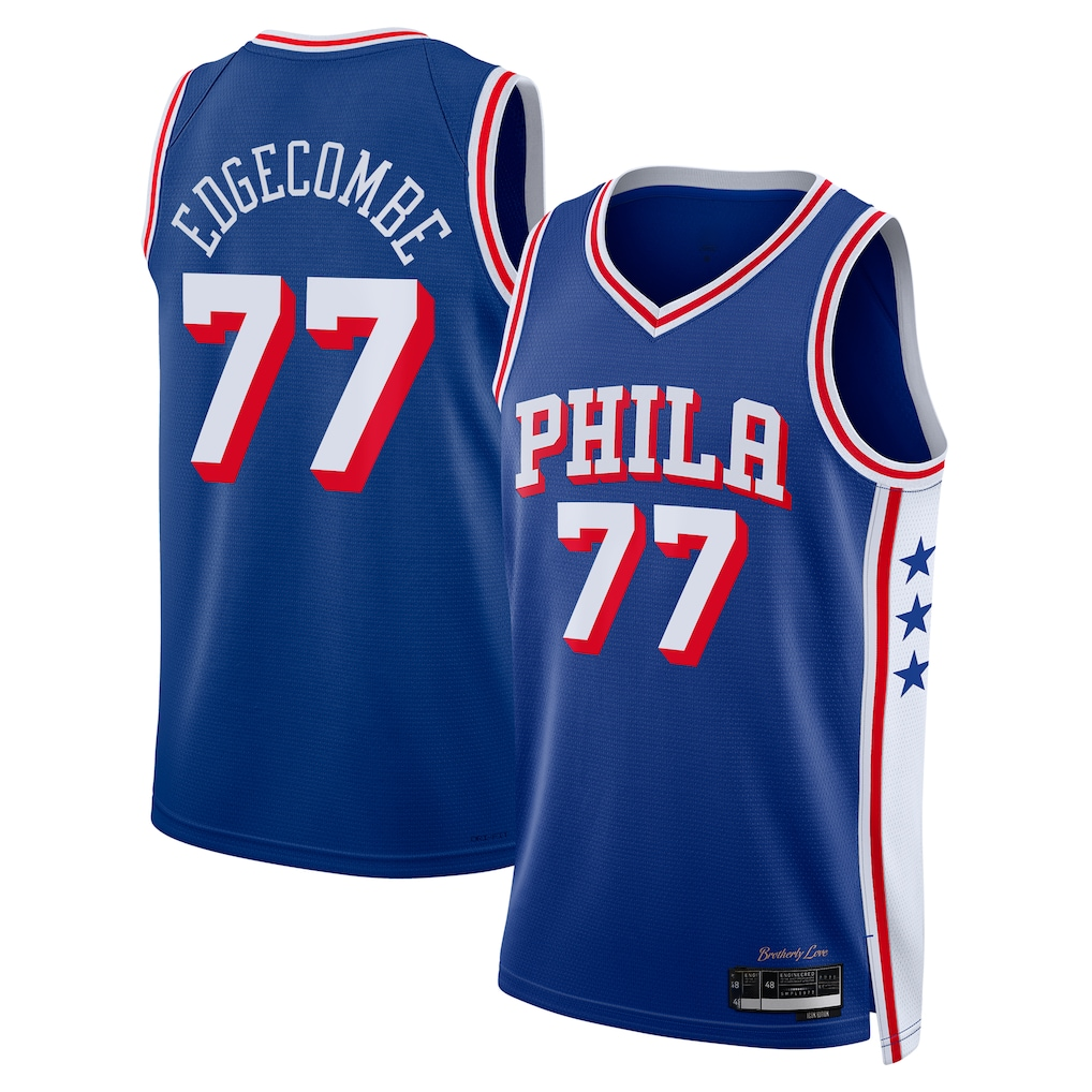 harde P.76ers #77 V. J. Edgecombe Royal 2025 Draft First Round Pick Swingman Jerseys - Icon Edition