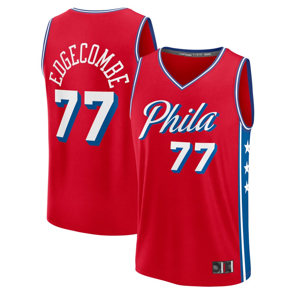 harde P.76ers #77 VJ Edgecombe Red Fast Break Replica Player Jerseys - Statement Edition