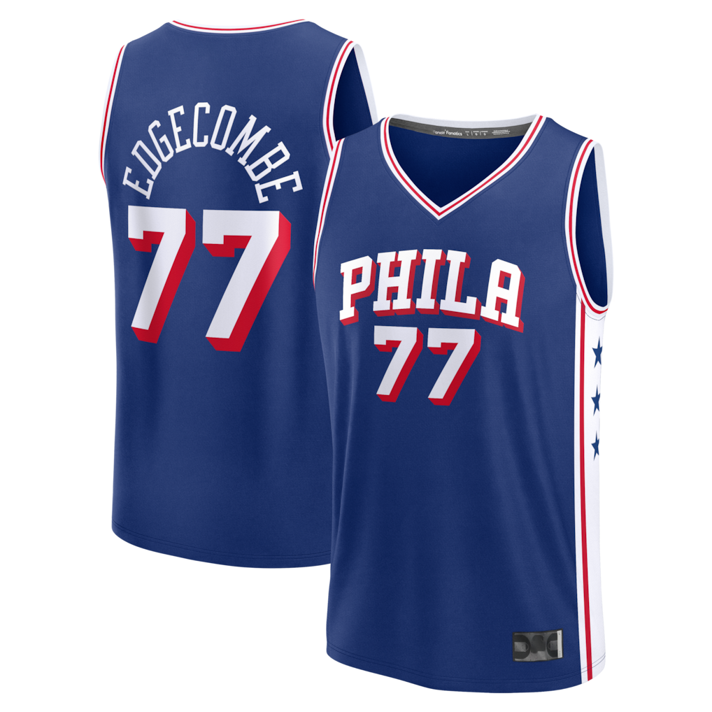 harde P.76ers #77 VJ Edgecombe  Royal Fast Break Jerseys - Icon Edition