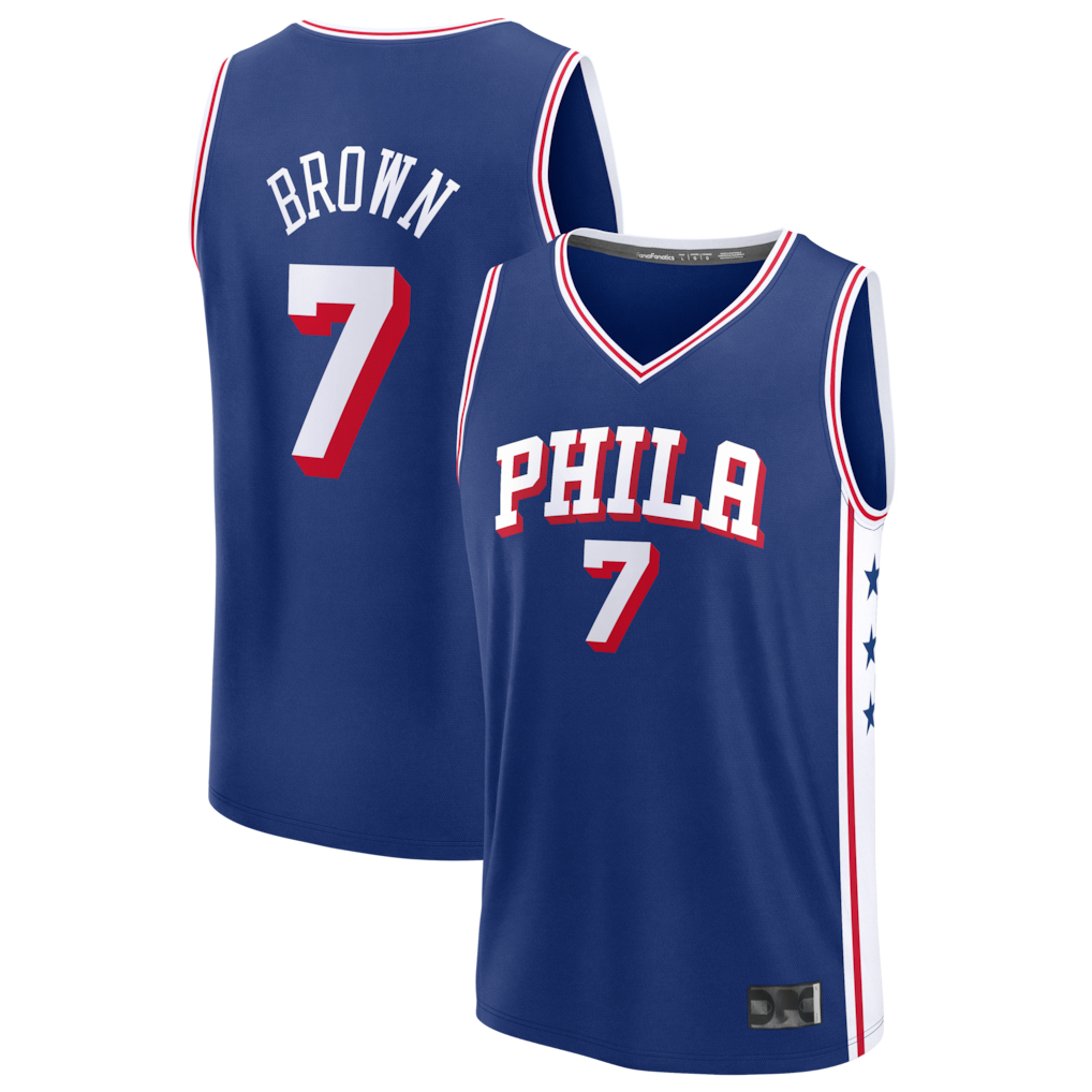 harde P.76ers #7 Jaylen Brown Fanatics Royal Fast Break JerseyS - Icon Edition