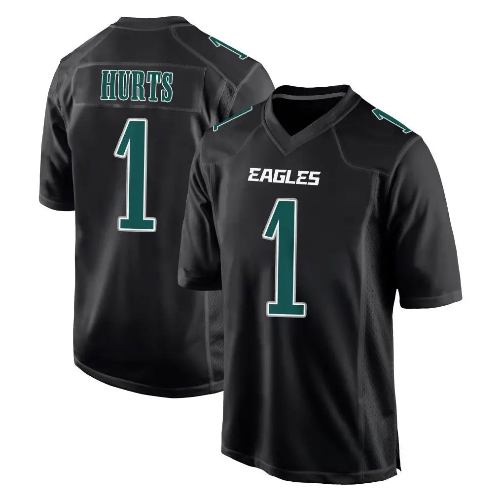 harde P.Eagles #1 Jalen Hurts Player Carbon Black Fashion Home Game Stitched Jerseys