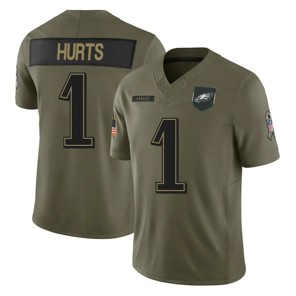 harde P.Eagles #1 Jalen Hurts Player Olive 2025 Salute To Service Limited Stitched Jerseys