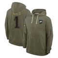 harde P.Eagles #1 Jalen Hurts Player Olive Salute to Service Pullover Hoodies Limited Stitched Jerseys