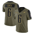 harde P.Eagles #6 DeVonta Smith Player Olive Salute To Service Limited Game Stitched Jerseys