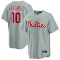 harde P.Phillies #10 J.T. Realmuto Player Gray Home Game Stitched Jerseys