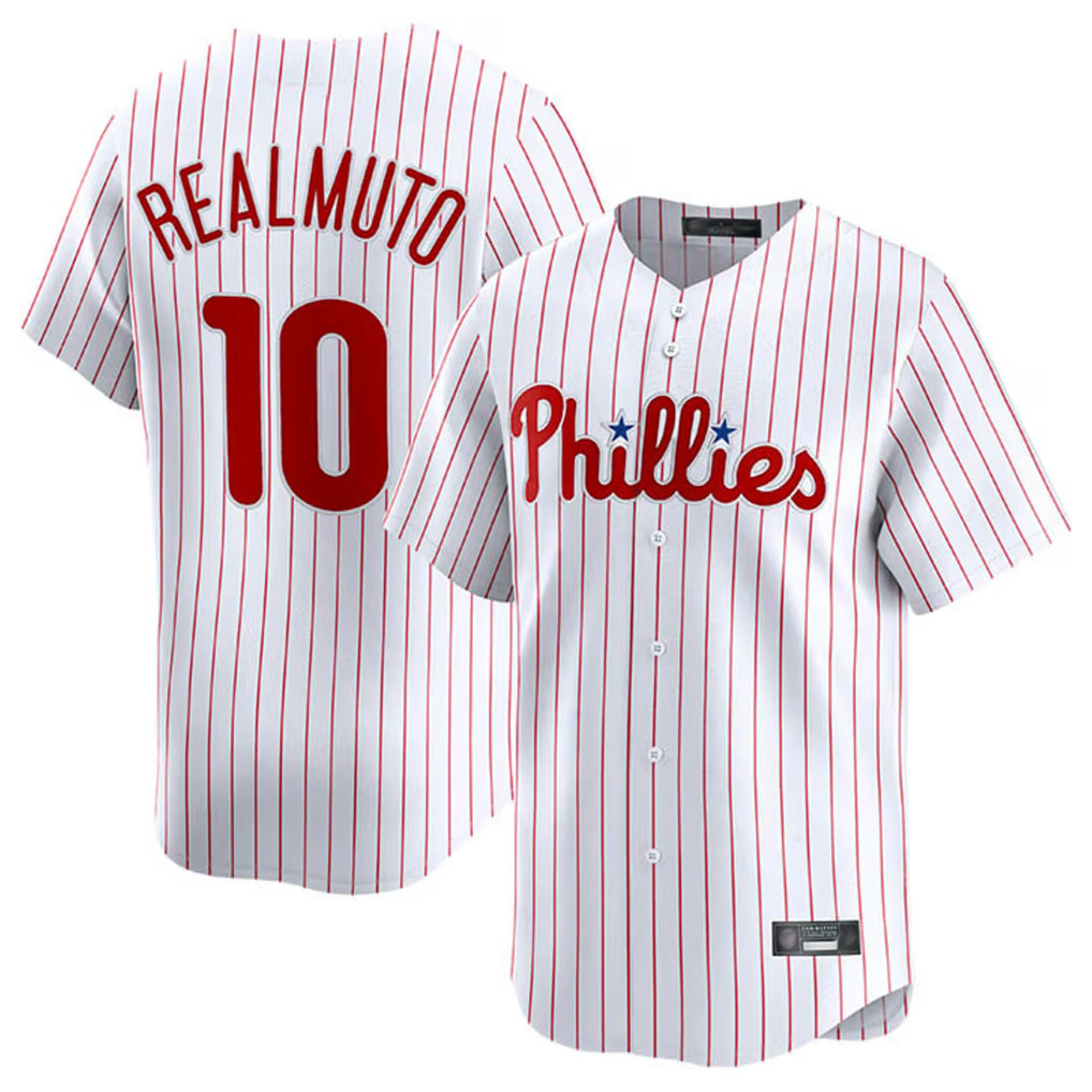 harde P.Phillies #10 J.T. Realmuto Player White Home Limited Stitched Jerseys