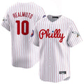 harde P.Phillies #10 J.T. Realmuto Player White Pinstripe Phillies & Eagles Vapor Premier Limited Stitched Jerseys