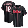 harde P.Phillies #12 Kyle Schwarber Player Black Fashion Out Home Game Stitched Jerseys