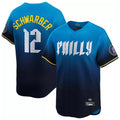 harde P.Phillies #12 Kyle Schwarber Player Blue City Connect Home Limited Stitched Jerseys