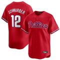 harde P.Phillies #12 Kyle Schwarber Player Red Home Limited Stitched Jerseys