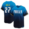 harde P.Phillies #27 Aaron Nola Player Blue City Connect Home Limited Stitched Jerseys