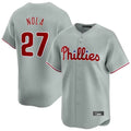 harde P.Phillies #27 Aaron Nola Player Gray Home Limited Stitched Jerseys
