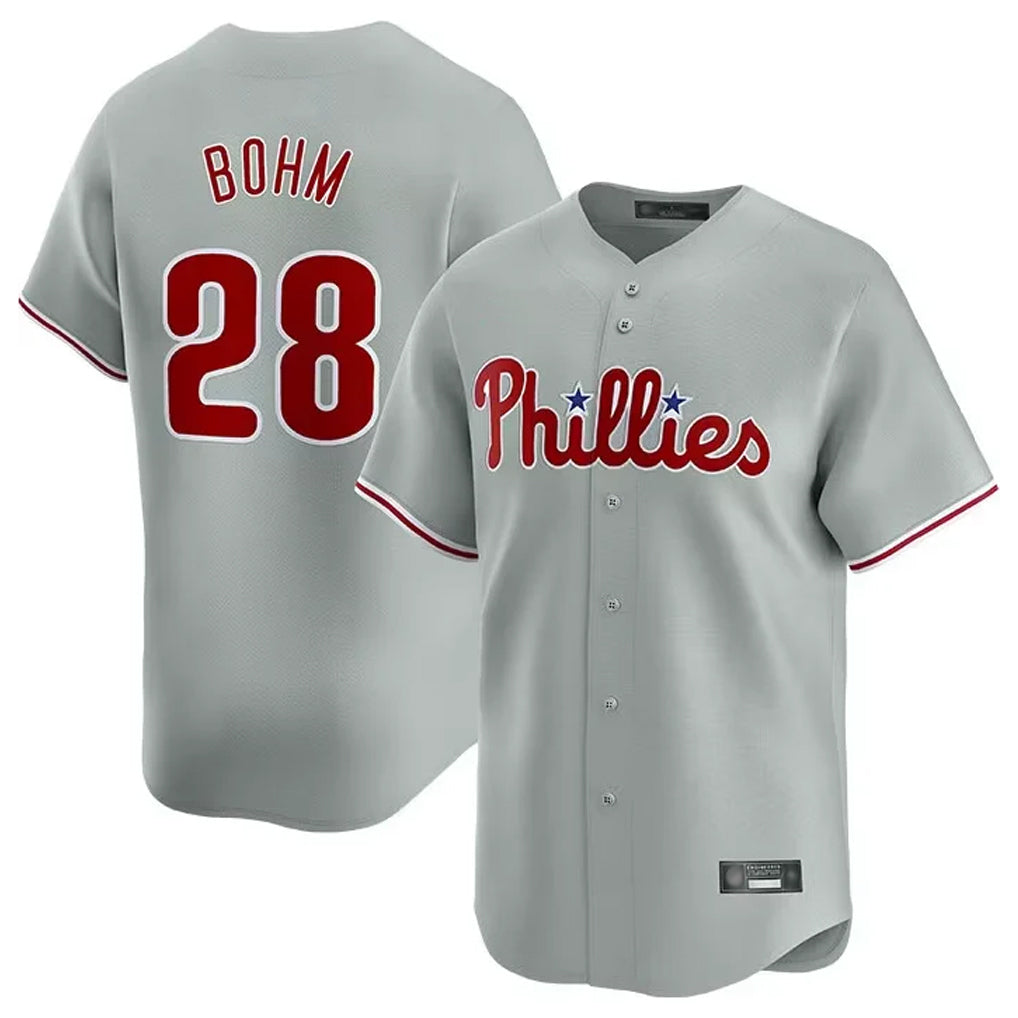 harde P.Phillies #28 Alec Bohm Player Gray Home Limited Stitched Jerseys