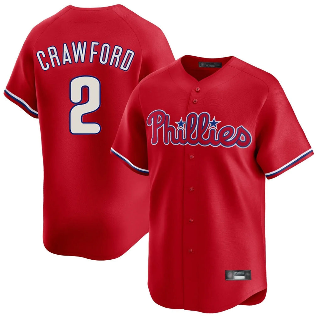 harde P.Phillies #2 Justin Crawford Player Red Home Limited Stitched Jerseys
