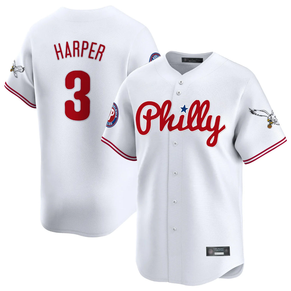 harde P.Phillies #3 Bryce Harper Player White Phillies & Eagles Vapor Premier Limited Stitched Jersey