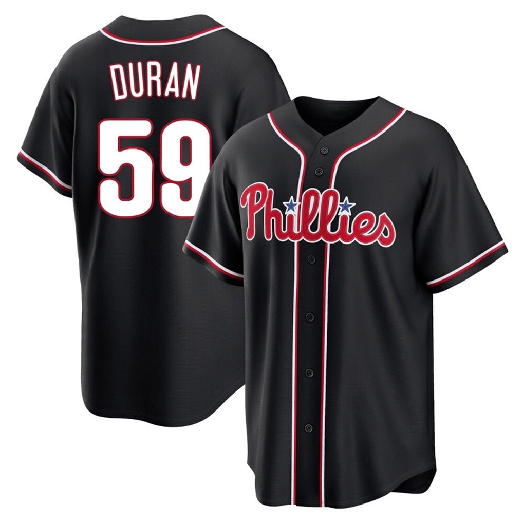 harde P.Phillies #59 Jhoan Duran Player Black Fashion Out Home Game Stitched Jerseys