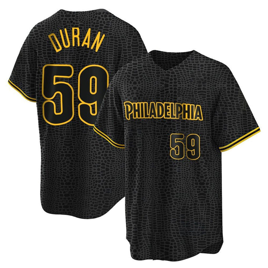 harde P.Phillies #59 Jhoan Duran Player Black Snake Skin City Home Game Stitched Jerseys