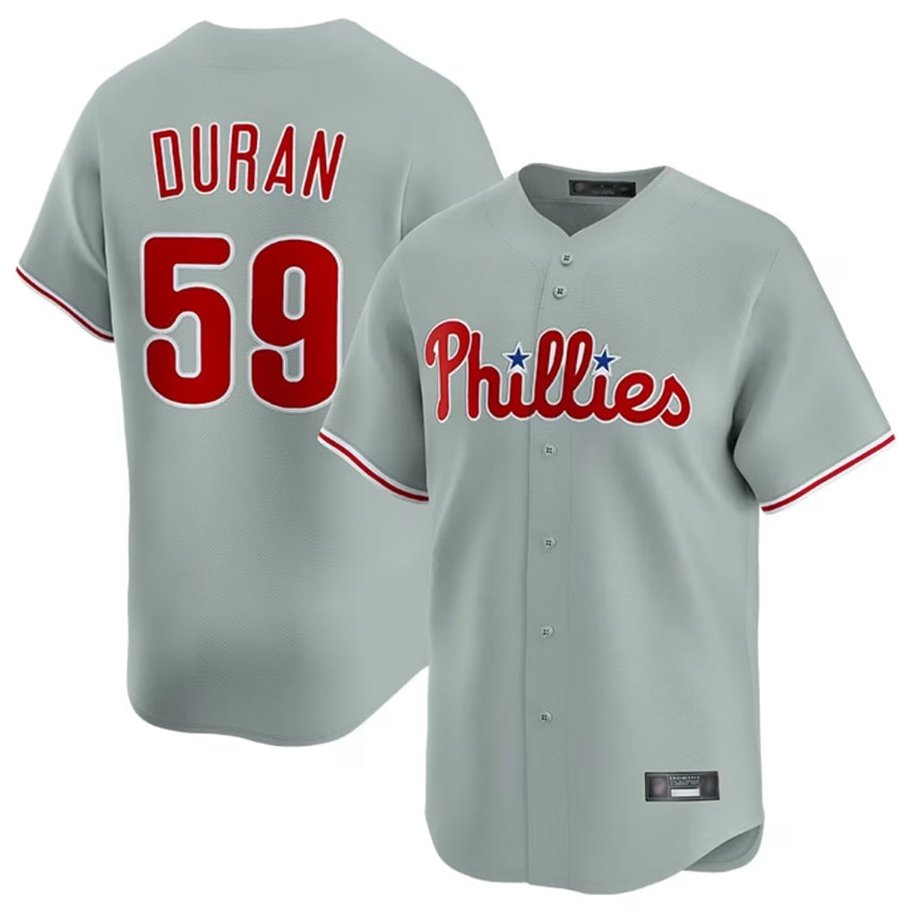 harde P.Phillies #59 Jhoan Duran Player Gray Home Limited Stitched Jerseys