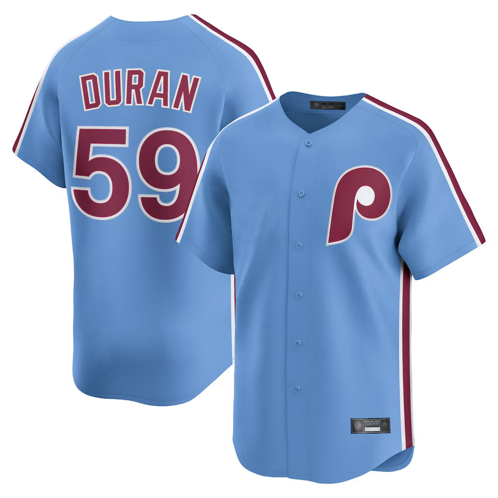 harde P.Phillies #59 Jhoan Duran Player Light Blue Home Game Stitched Jerseys