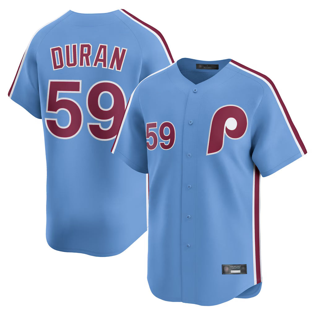 harde P.Phillies #59 Jhoan Duran Player Light Blue Home Limited Stitched Jerseys