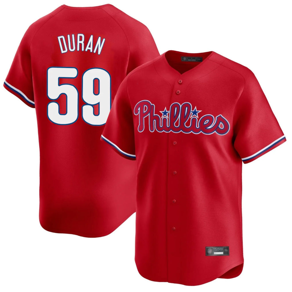 harde P.Phillies #59 Jhoan Duran Player Red Home Limited Stitched Jerseys