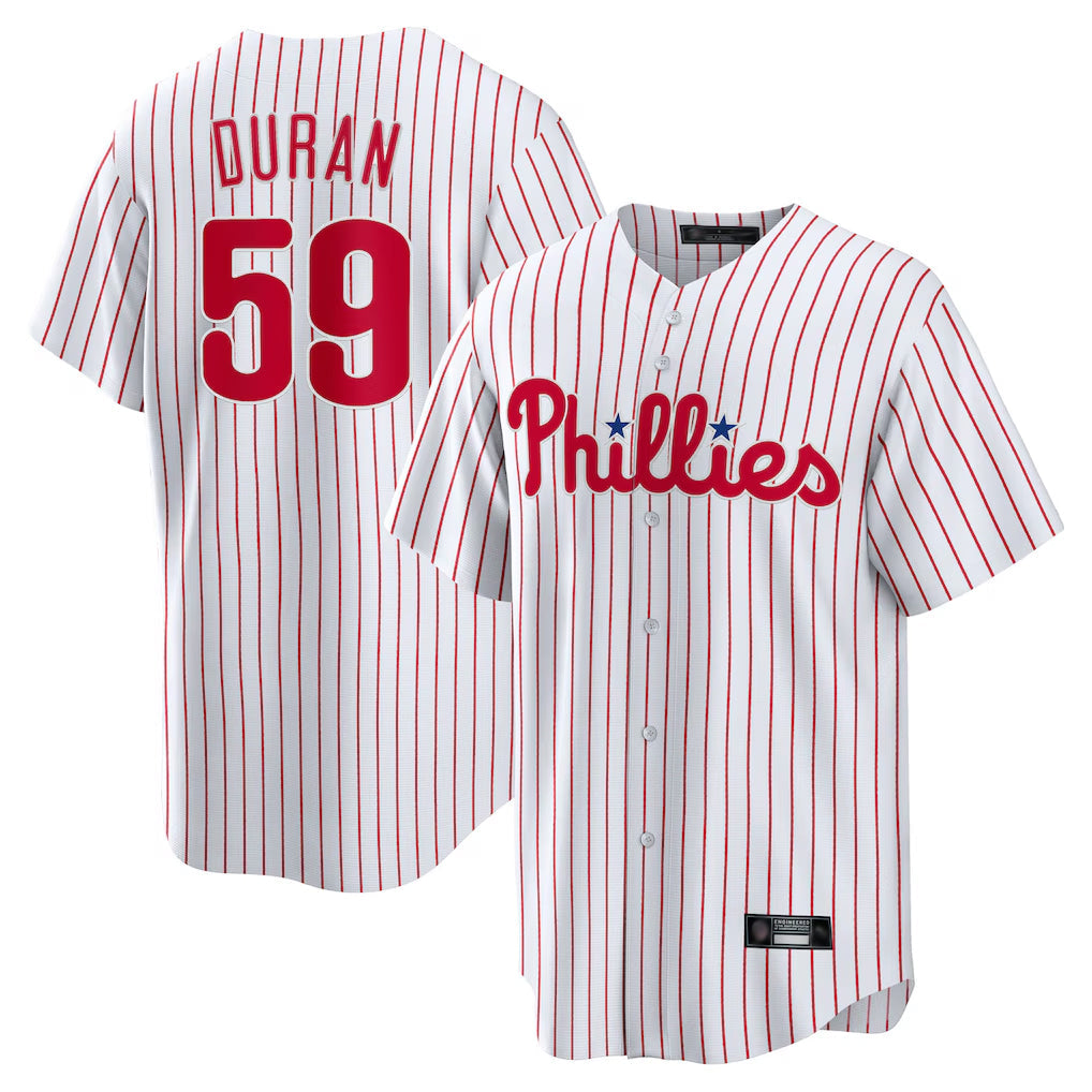 harde P.Phillies #59 Jhoan Duran Player White Home Game Stitched Jerseys