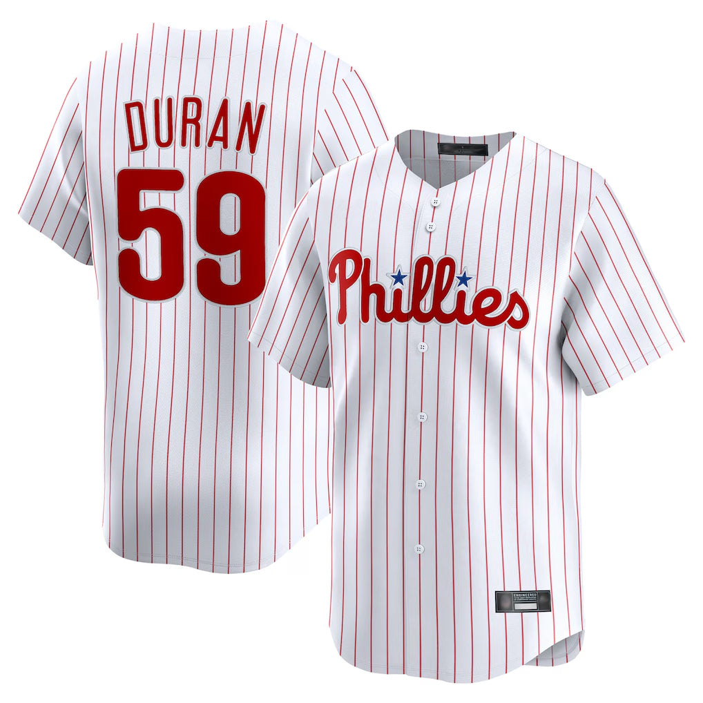 harde P.Phillies #59 Jhoan Duran Player White Home Limited Stitched Jerseys