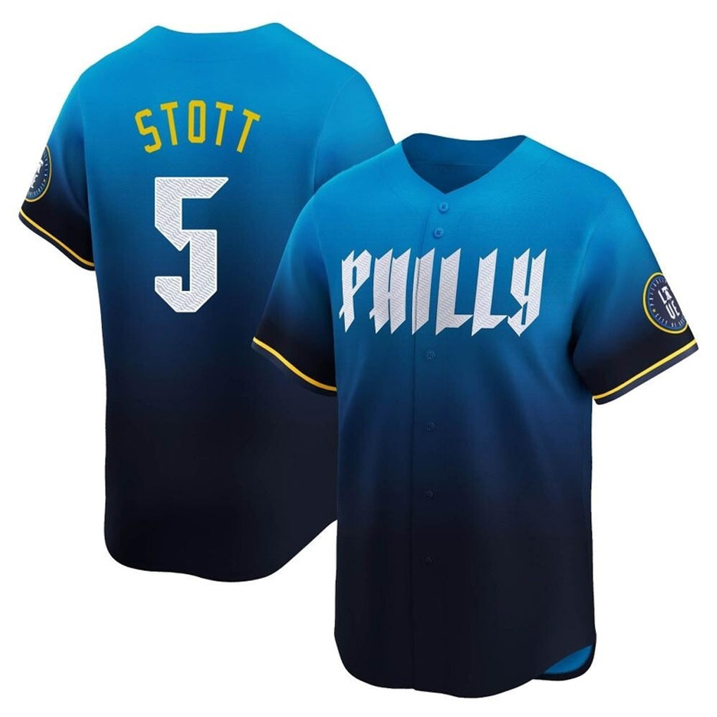 harde P.Phillies #5 Bryson Stott Player Blue City Connect Home Limited Stitched Jerseys