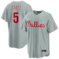 harde P.Phillies #5 Bryson Stott Player Gray Home Game Stitched Jerseys