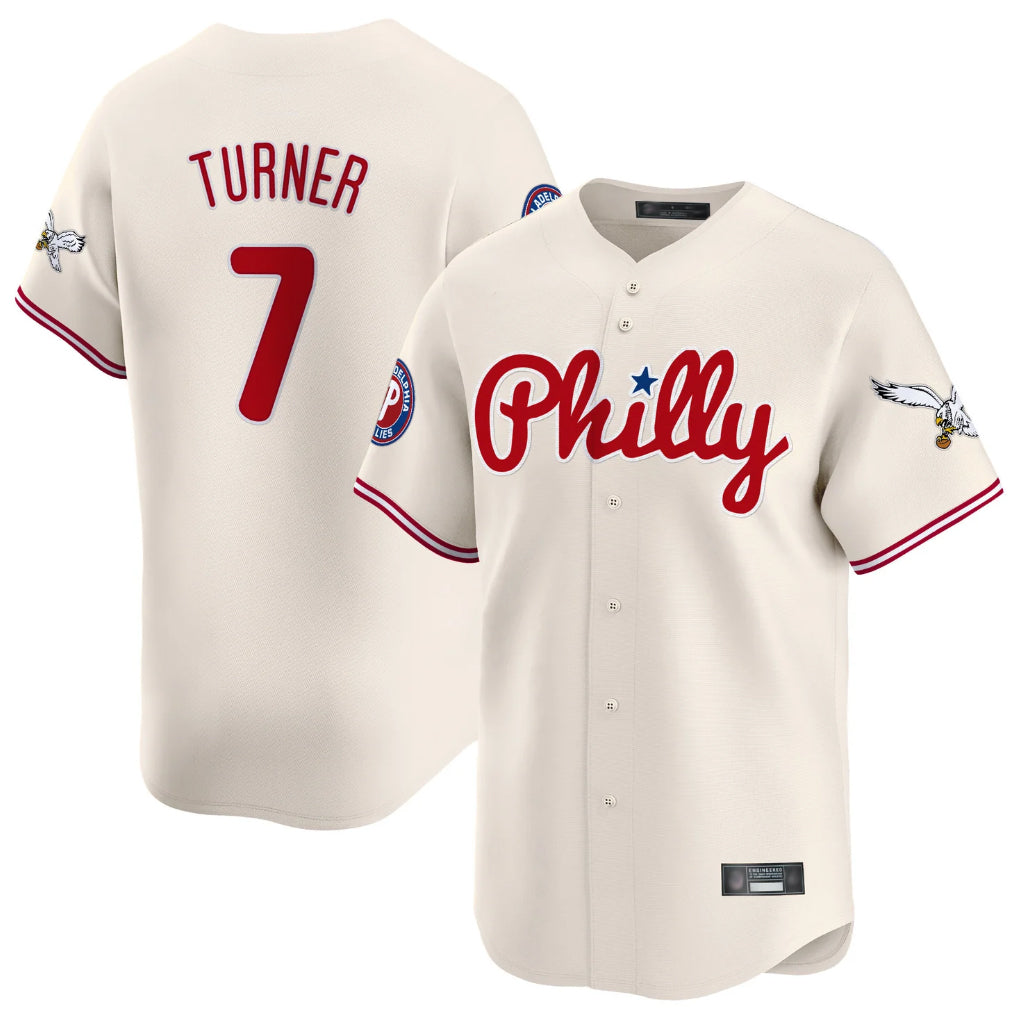 harde P.Phillies #7 Trea Turner Player Cream Phillies & Eagles Vapor Premier Limited Stitched Jerseys