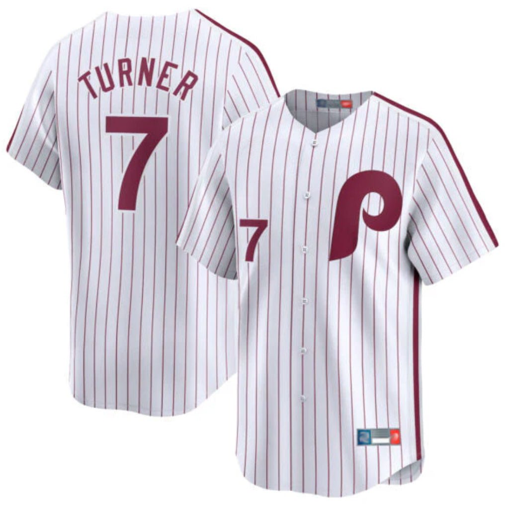 harde P.Phillies #7 Trea Turner Player White Cooperstown Collection Limited Home Stitched Jerseys