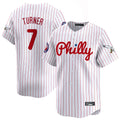 harde P.Phillies #7 Trea Turner Player White Pinstripe Phillies & Eagles Vapor Premier Limited Stitched Jerseys