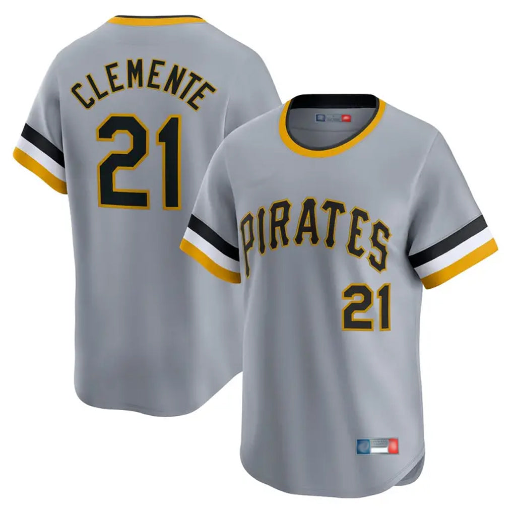 harde P.Pirates #21 Roberto Clemente Player Gray Throwback Cooperstown Collection Limited T-shirt Stitched Jerseys