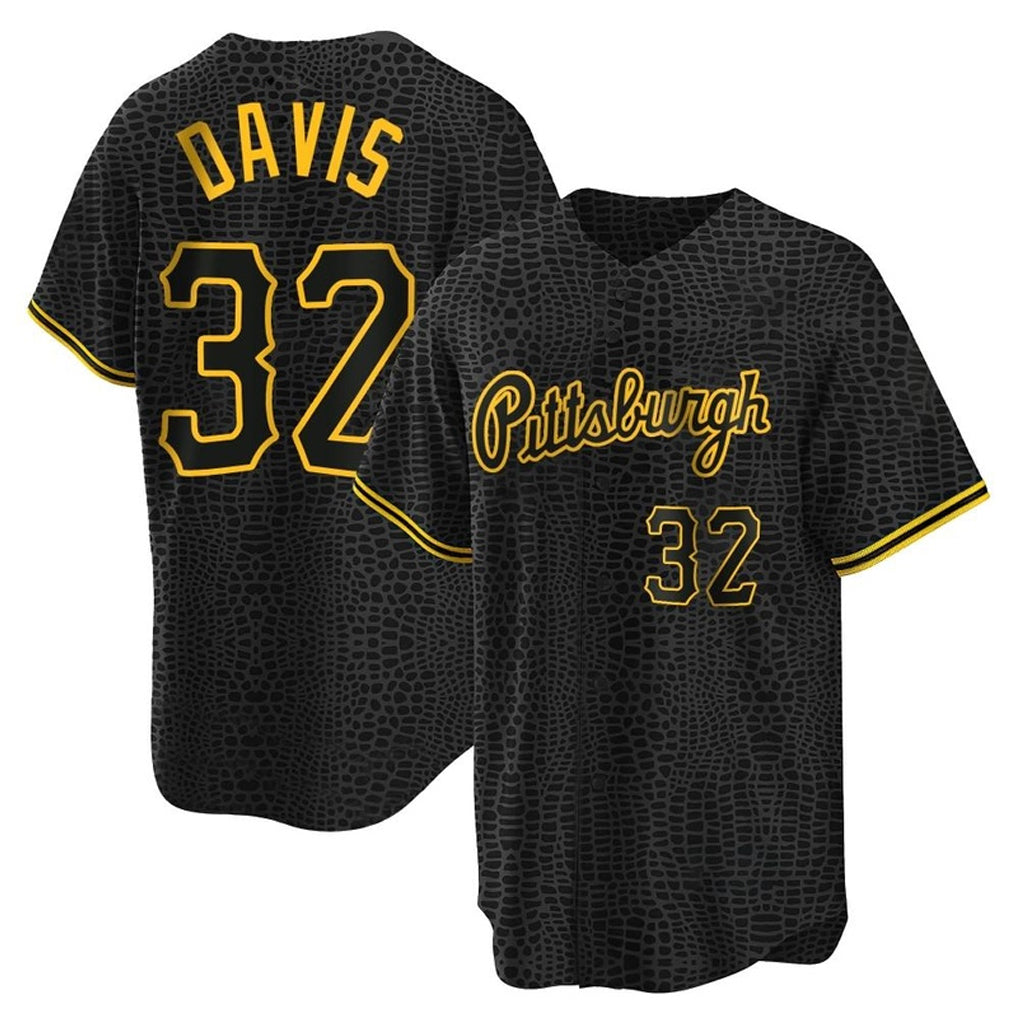 harde P.Pirates #32 Henry Davis Player Black Snake Skin City Home Limited Stitched Jerseys