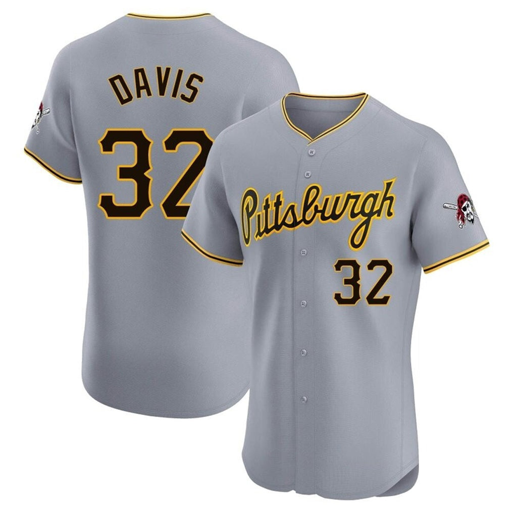 harde P.Pirates #32 Henry Davis Player Gray Road Home Limited Elite Stitched Jerseys