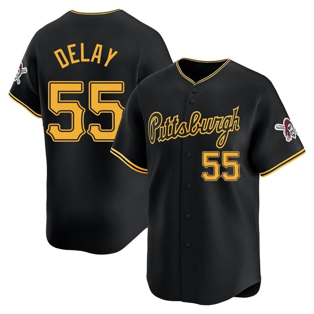 harde P.Pirates #55 Jason Delay Player Black Alt Home Limited Stitched Jerseys
