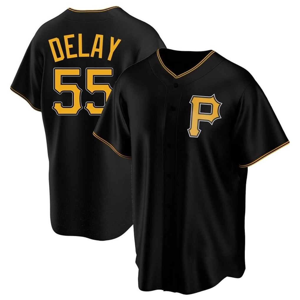 harde P.Pirates #55 Jason Delay Player Black Alternate 2025 Home Game Stitched Jerseys