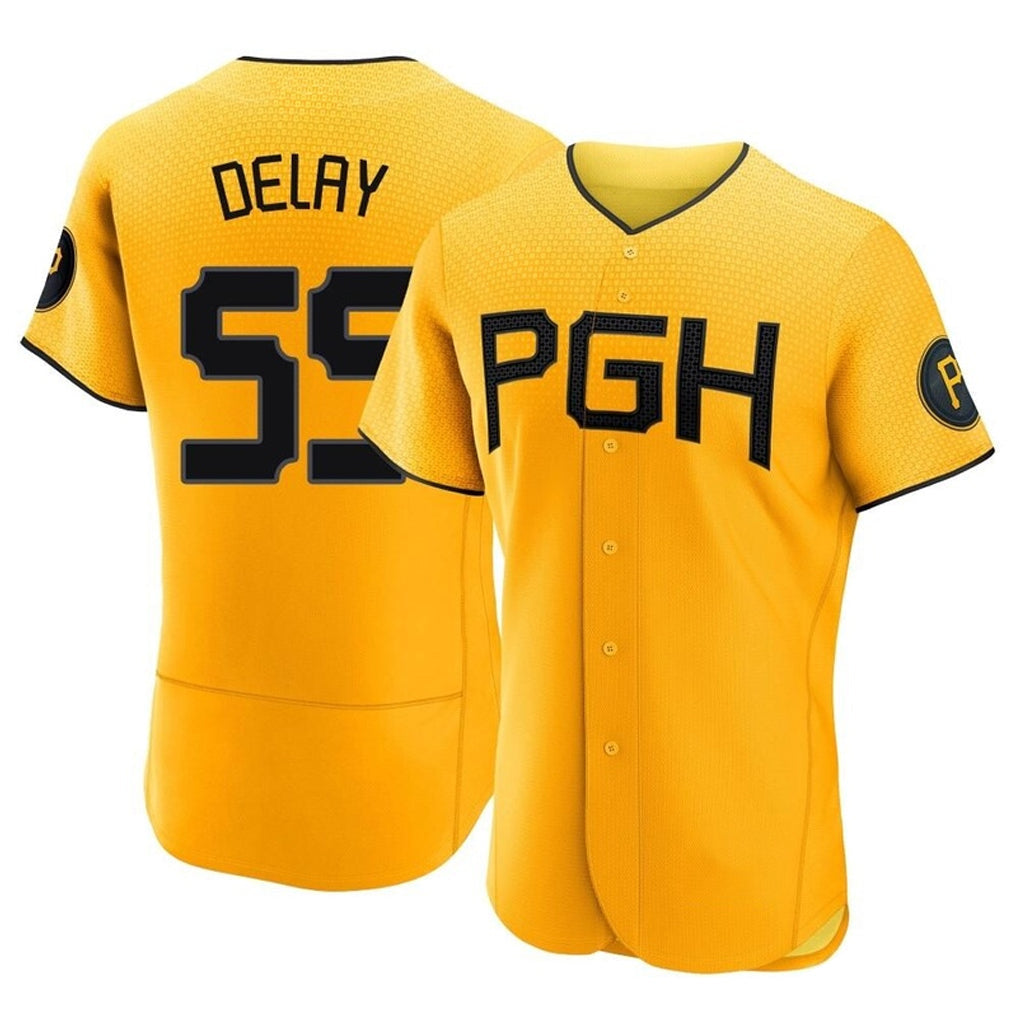 harde P.Pirates #55 Jason Delay Player Gold City Connect Home Limited Elite Stitched Jerseys