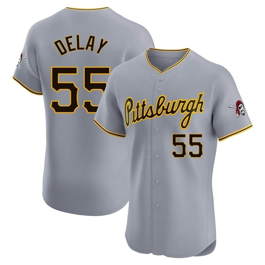 harde P.Pirates #55 Jason Delay Player Gray Road Home Limited Elite Stitched Jerseys
