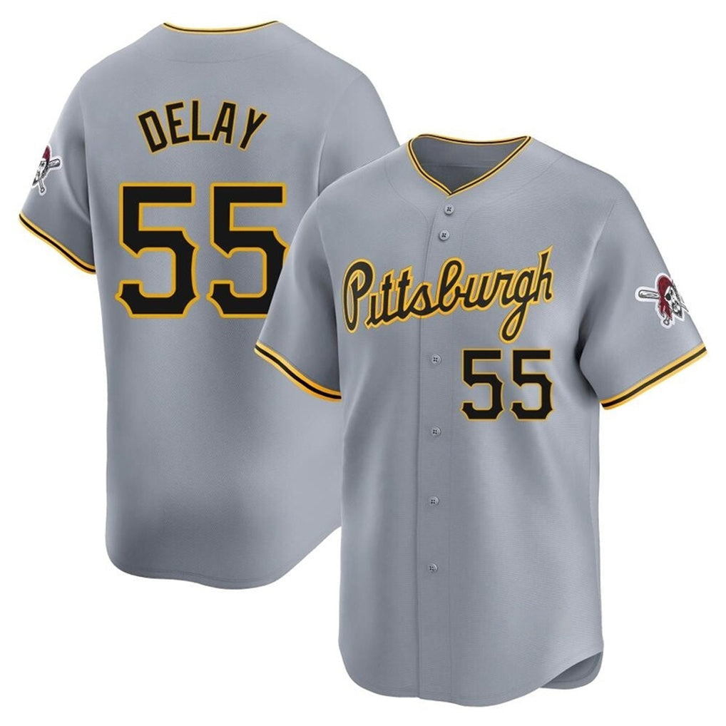 harde P.Pirates #55 Jason Delay Player Gray Road Home Limited Stitched Jerseys