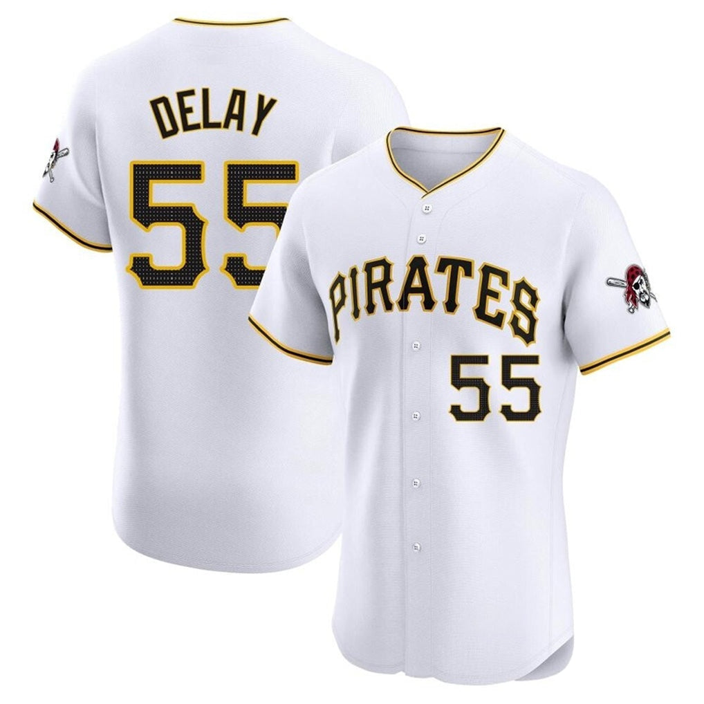 harde P.Pirates #55 Jason Delay Player White Home Limited Elite Stitched Jerseys