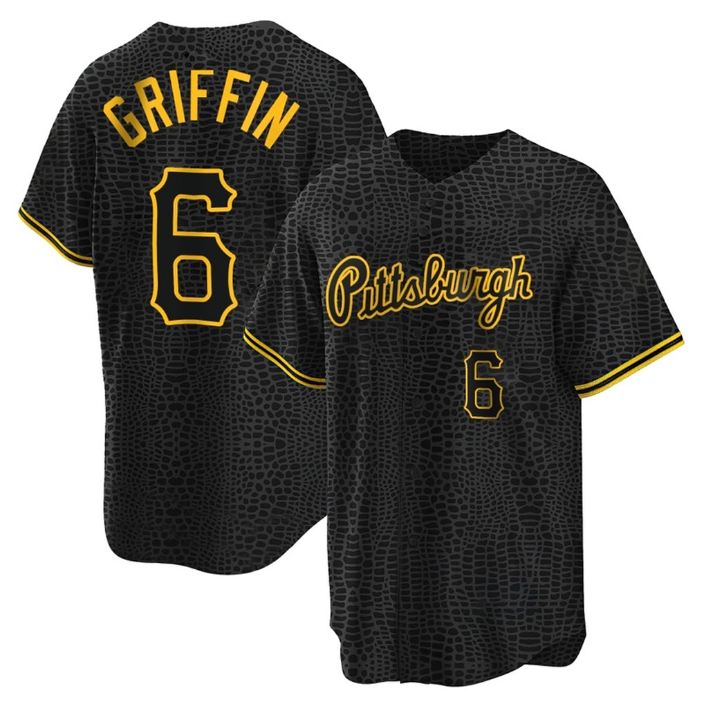 harde P.Pirates #6 Konnor Griffin Player Black Snake Skin City Home Game Stitched Jerseys