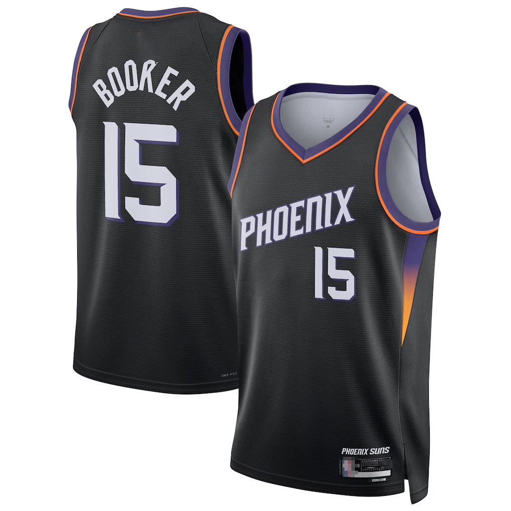 harde P.Suns #15 Devin Booker Black Swingman Jerseys - Statement Edition