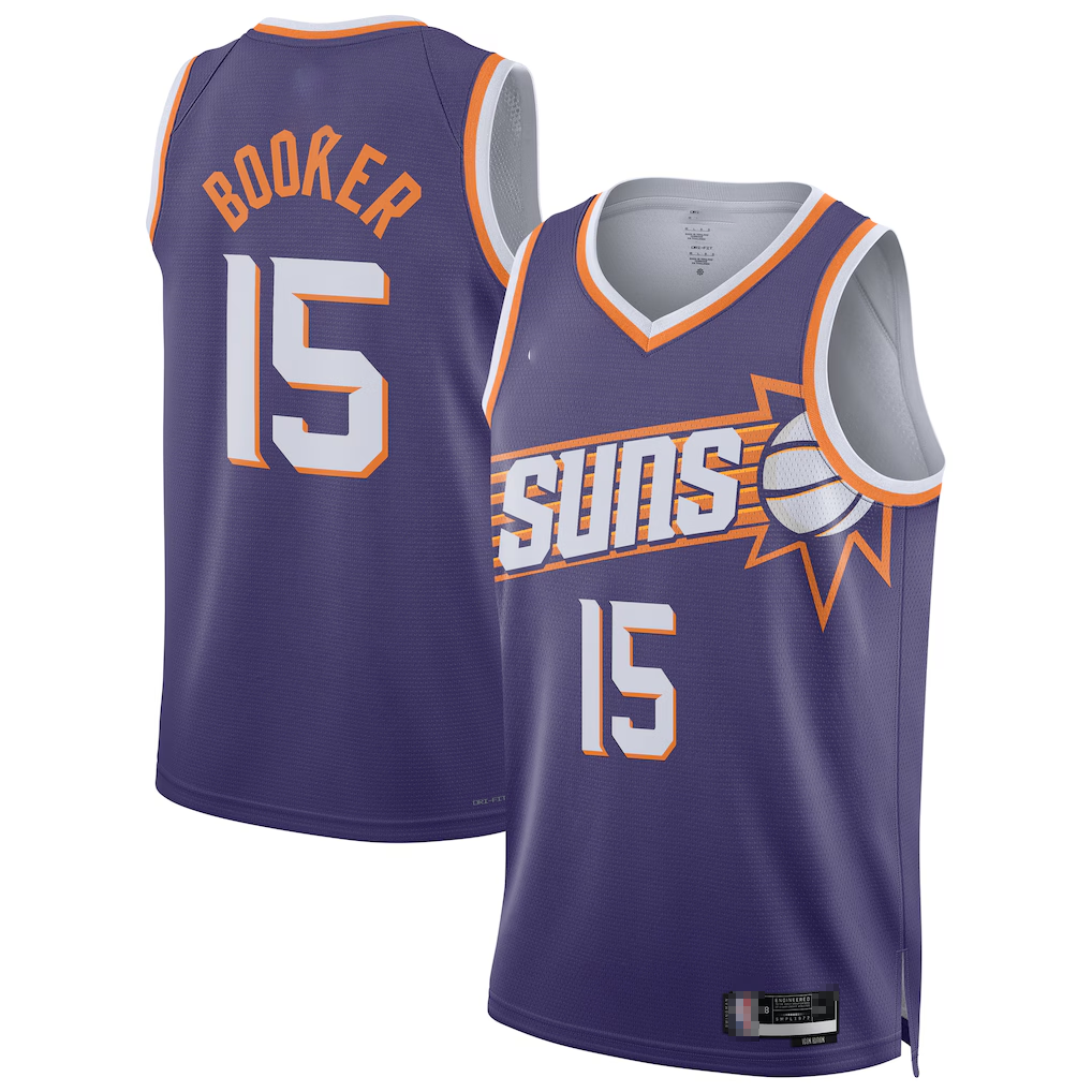 harde P.Suns #15 Devin Booker Purple Swingman Player Jerseys - Icon Edition