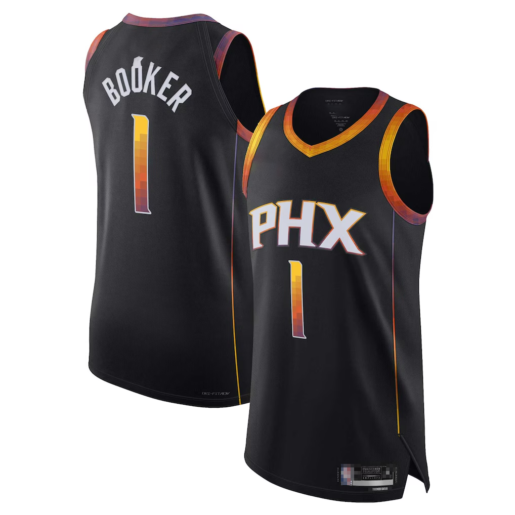 harde P.Suns #1 Devin Booker Black Authentic Player Jerseys - Statement Edition