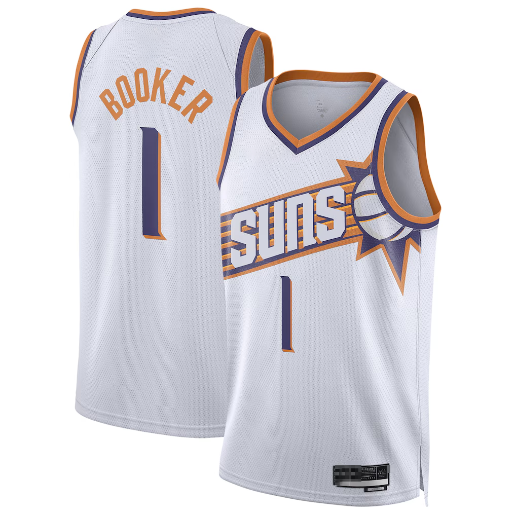 harde P.Suns #1 Devin Booker White Swingman Jerseys - Association Edition