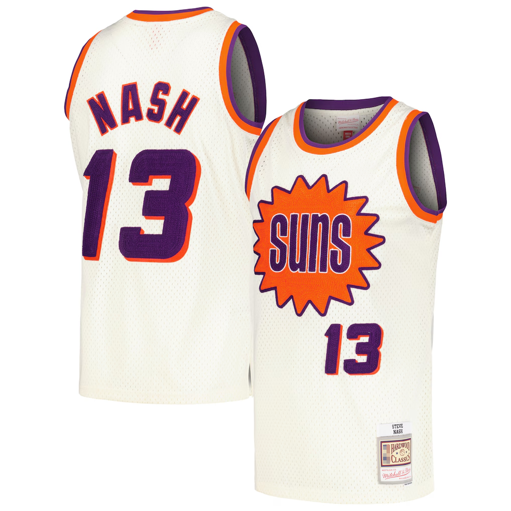 harde P.Sunss #13 Steve Nash Mitchell & Ness Cream Chainstitch Swingman Jerseys