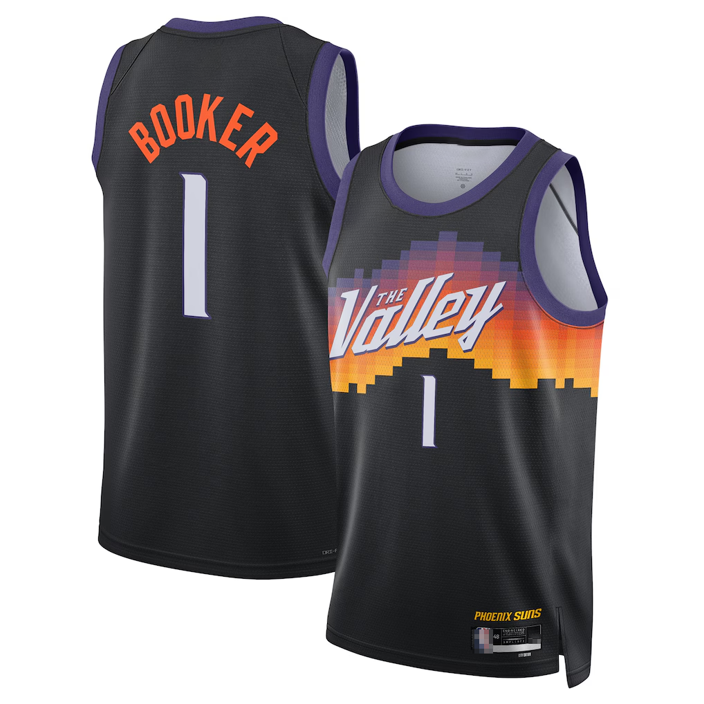 harde P.Sunss #1 Devin Booker Black 2025-2026 Swingman Jerseys - City Edition