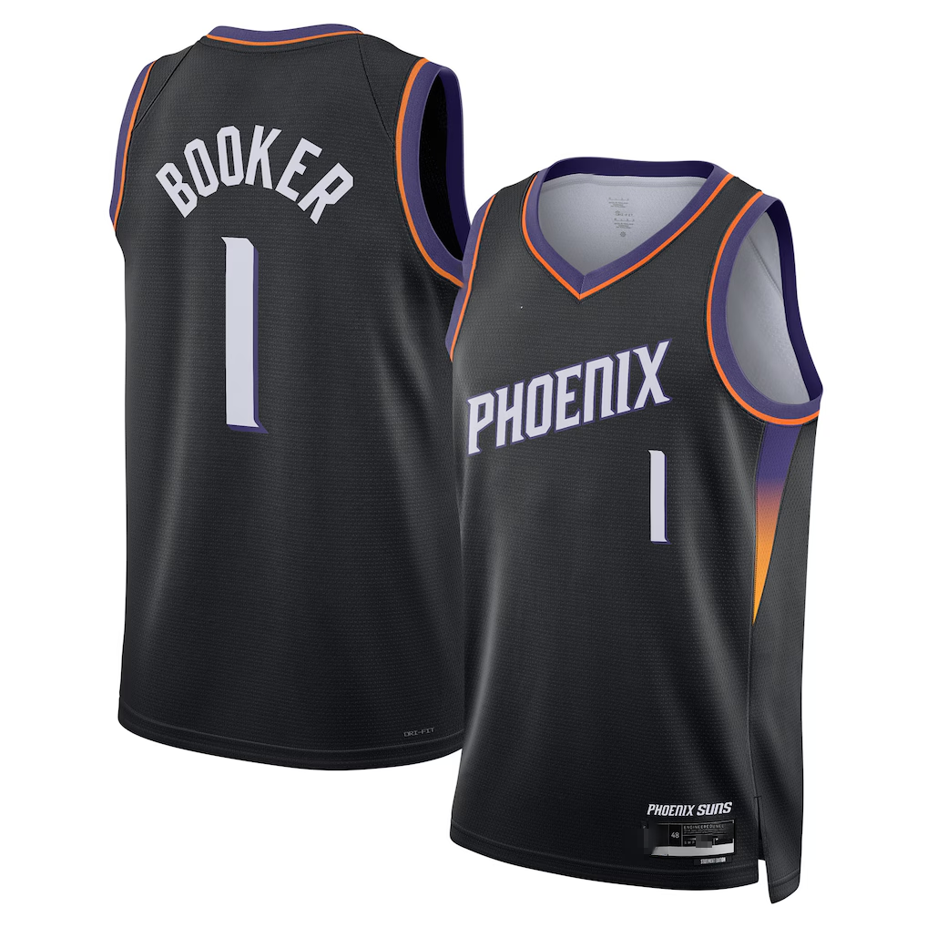 harde P.Sunss #1 Devin Booker Black Swingman Jerseys - Statement Edition